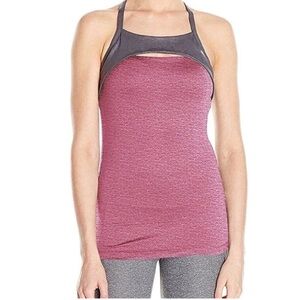 manduka Pink Tank Top with Gray Trim